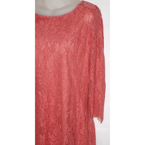 Simply Styled Lace Overlay Sheath Faded Rose Coral Cocktail Dress Size L NWT - Picture 6 of 11